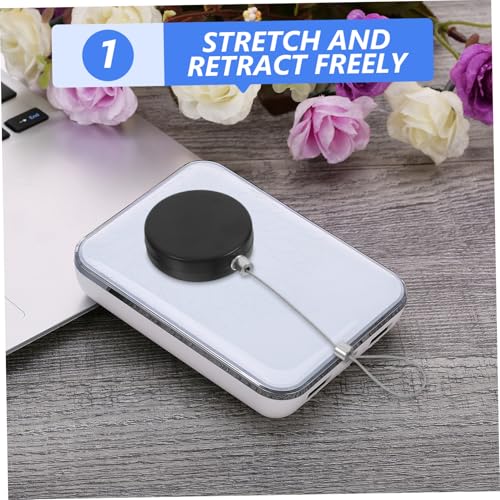 KALLORY 2pcs Retractable Anti-Theft Cable Lock Steel Security Rope Portable Locking Tether for Remote Controls Anti-Lost Cord Keeper for Laptops and TVs