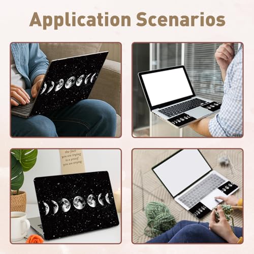 PLIGREAT 15 Inches Laptop Decal Sticker Skin Cover, Moon Phase Laptop Stickers Skins Decal Fits 12-15 Inch Laptops Universal Removable Vinyl Notebook Art Protector Cover Decals, Black White - color: Black White