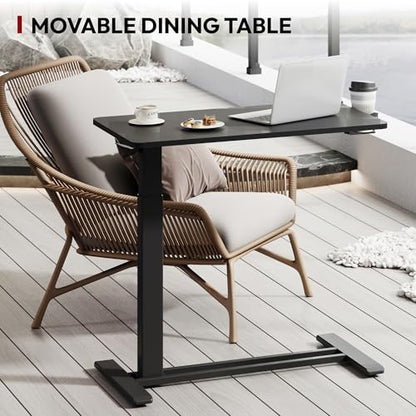 SANODESK Mobile Standing Desk with Hidden Wheels,Pneumatic Laptop Desk Rolling Computer Cart Movable Height Adjustable Small Sit Stand Desk for Home Office(31.5" W x 17.7" D, Black) - color: Black, size: 32x18