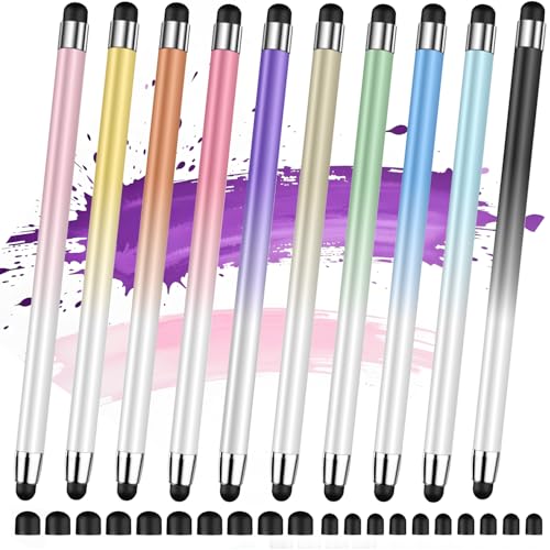 Stylus (10 Pcs), 2-in-1 Stylus Pen for Touch Screen, High Precision and Sensitivity, Suitable for iPad/iPhone/Samsung/Android Smartphone and Tablets, Compatible with All Touch Screen - color: Gradient