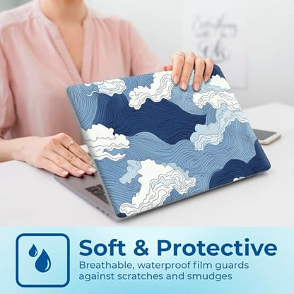 Reusable Universal Laptop Skin Sticker, Cut to Fit for 11.6–15.6 Inch Laptops, Waterproof Protective Film, No-Residue - Blue Wave - color: Blue Wave
