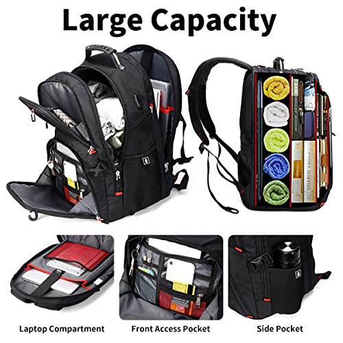 SHRRADOO Extra Large Travel Laptop Backpack for Men, Work College Backpacks | Fit 17 Inch Laptops, with Combination Lock, Carry On Flight Approved, Men Women Business Backpack,Bookbag School Backpack - color: Black