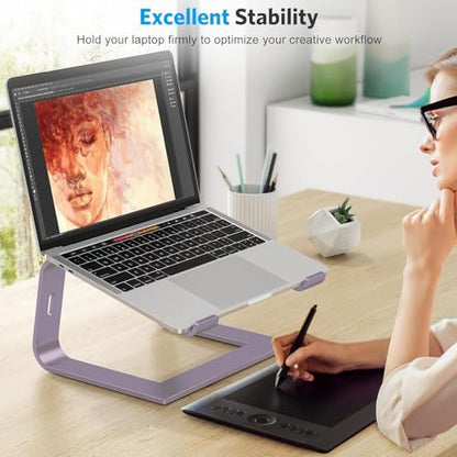 OMOTON Laptop Stand, Detachable Mount for MacBook Air/Pro Dell HP Purple | 11-17" Laptop Holder for Desk, Notebook Computer Mount, Lightweight Cooling for Desk, Ergonomic Home Office - color: Purple