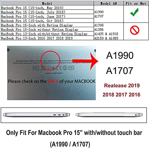 RUBAN Case for MacBook Pro 15 inch 2019 2018 2017 2016 Release A1990/A1707 with Touch Bar, Plastic Hard Shell Cover, Turquoise - color: Turquoise