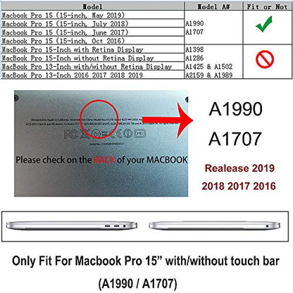 RUBAN Case for MacBook Pro 15 inch 2019 2018 2017 2016 Release A1990/A1707 with Touch Bar, Plastic Hard Shell Cover, Turquoise - color: Turquoise