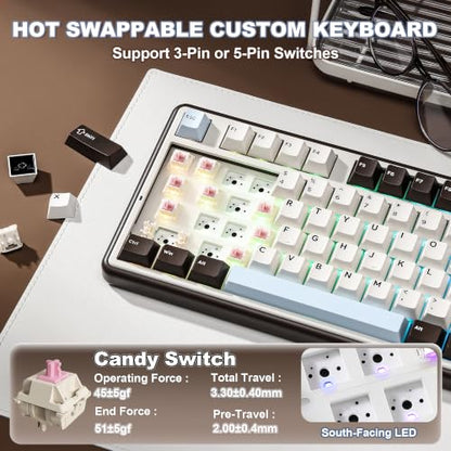 YUNZII B98 PRO QMK/VIA Wireless Mechanical Gaming Keyboard,96% Layout with Numpad and Cute Cat Knob, BT/2.4G/USB-C,Linear Switch Hot Swap Gasket,RGB for Win/Mac (Coffee Browm, Candy Linear Switch) - color: Coffee Brown, size: Candy Linear Switch