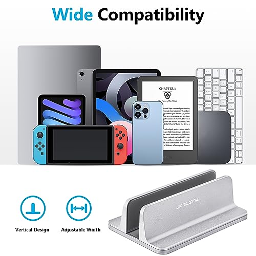 JARLINK Vertical Laptop Stand, Aluminum Laptop Holder Desktop Stand with Adjustable Dock Size (up to 17.3 inches) Compatible with All MacBook/Surface/Dell/Gaming Laptops (Silver) (Pack of 2) - color: Silver, size: 1-slot (Pack of 2)