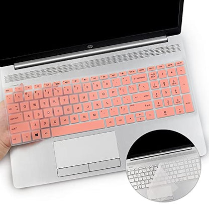2PCS Keyboard Cover for HP Laptop 15-db/da 15-dw 15-dy 15-bs/bw 15-ef 15t 15z 15.6 15-dy2076nr dy1043dx dy2056ms dy2093dx dy1731ms dy2021nr 15-dw3033dx dw3125od dw0083wm dw3125st dw1001 15-db0011dx - color: Pink+Clear