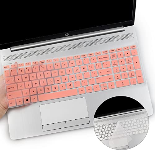 2PCS Keyboard Cover for HP Laptop 15-db/da 15-dw 15-dy 15-bs/bw 15-ef 15t 15z 15.6 15-dy2076nr dy1043dx dy2056ms dy2093dx dy1731ms dy2021nr 15-dw3033dx dw3125od dw0083wm dw3125st dw1001 15-db0011dx - color: Pink+Clear