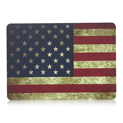 UESWILL Rubberized Unique Pattern Solid Hard Shell Case Cover Compatible with MacBook Air 11 inch (Models: A1370/A1465) + Microfibre Cleaning Cloth,US Flag - color: Pattern-us Flag, size: MacBook Air 11"