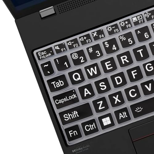 Keyboard Cover for Lenovo ThinkPad E16 Gen 1 16", Thinkpad T16 P16 P16v P16s Gen 2/Gen 1 16", Thinkpad L15 Gen 4/3 15.6" (Not Fit Thinkpad Z16, L15 Gen 2/1) - color: Black（Large Print）