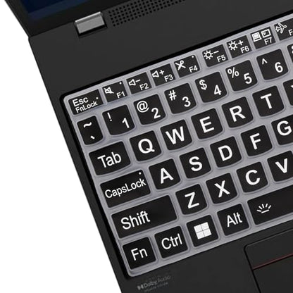 Keyboard Cover for Lenovo ThinkPad E16 Gen 1 16", Thinkpad T16 P16 P16v P16s Gen 2/Gen 1 16", Thinkpad L15 Gen 4/3 15.6" (Not Fit Thinkpad Z16, L15 Gen 2/1) - color: Black（Large Print）