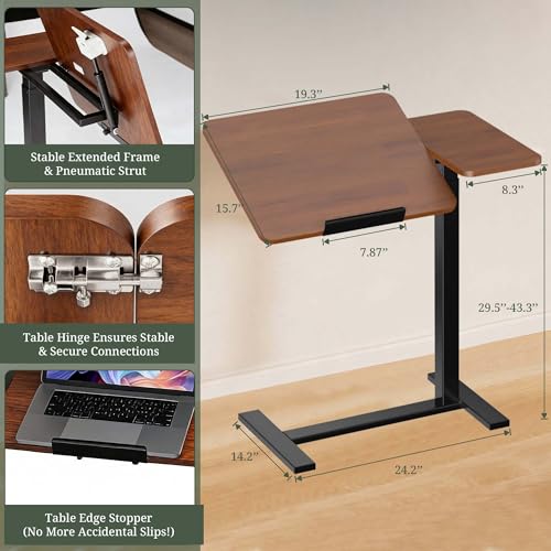 Mobile Standing Desk, Height Adjustable Laptop Desk with Tilting Top | Stable Steel Frame, Smooth Lift Mechanism, Adjustable Tilt Surface, Easy Assembly, Ideal for Home, Office & Dorm, Brown - color: Brown, style: Tilt Adjustable