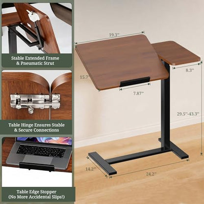 Mobile Standing Desk, Height Adjustable Laptop Desk with Tilting Top | Stable Steel Frame, Smooth Lift Mechanism, Adjustable Tilt Surface, Easy Assembly, Ideal for Home, Office & Dorm, Brown - color: Brown, style: Tilt Adjustable