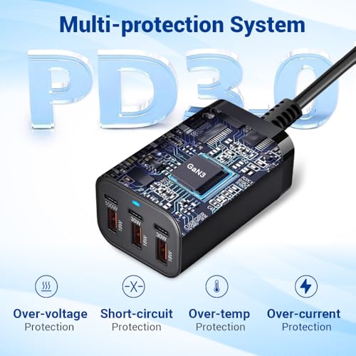 200W USB C Charger Block, 6 Port PD 100W 65W GaN Charger Station | Multi port USB C Charging Station for MacBook Pro/Air, iPad, iPhone, HP/DELL Laptop, Samsung Galaxy, Steam Deck, Pixelbook