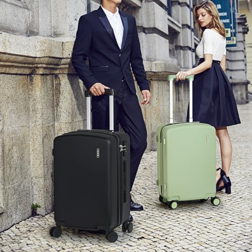 Hanke 28 Inch Large Checked Luggage, Hard Shell with TSA Lock & Wet Pocket | PC Hard Shell, Large Check in Size, Separate Wet Pocket, 8 Spinner Wheels, for long Trip, European travel - color: Bamboo Green, size: 28 Inch