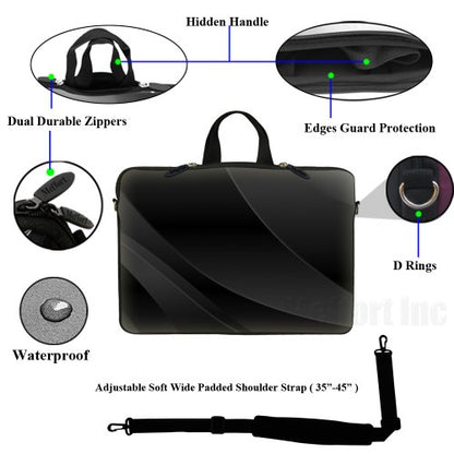 Meffort Inc 15 15.6 inch Neoprene Laptop Sleeve Bag Carrying Case with Hidden Handle and Adjustable Shoulder Strap - Gray Black Swirl - color: Gray Black Swirl