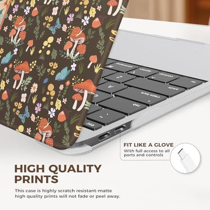 iCasso for MacBook Air 13 inch Case 2020 2019 2018 Release A2337 M1 A2179 A1932, Flower Hard Shell Protective Case for MacBook Air 13.3 inch + Keyboard Cover + Screen Film, Brown Flower - color: Brown Patchwork