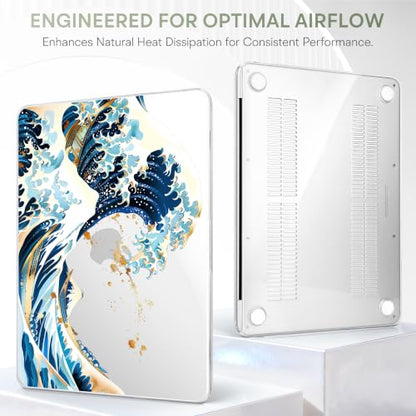 Compatible with MacBook Neo 13 inch (2026 Release A3404) (A18 Pro) with Liquid Retina Display, Printed Slim Protective Case with Screen Protector & Keybaord Cover, Blue Wave - color: Blue Wave