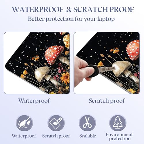 Universal Laptop Skin Sticker Decal,15.6 Inch Laptop Vinyl Cover for 13" 14" 15.6" Laptop,Scratch-Resistant Waterproof Protector Wrap,Reusable with Wrist Pads,Starry Mushroom Field - color: Starry Mushroom Field