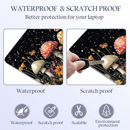 Universal Laptop Skin Sticker Decal,15.6 Inch Laptop Vinyl Cover for 13" 14" 15.6" Laptop,Scratch-Resistant Waterproof Protector Wrap,Reusable with Wrist Pads,Starry Mushroom Field - color: Starry Mushroom Field