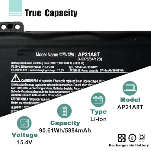 AP21A8T AP21A7T Battery for Acer Predator Helios 300 PH317-56-78LY PH315-55-72EA PH315-55-770K PH315-55-965Z PH317-56-78SM PH315-55-78L7 PH315-55-796N AP21A5T Battery - size: 9.44*3.15*0.39inch AP21A8T
