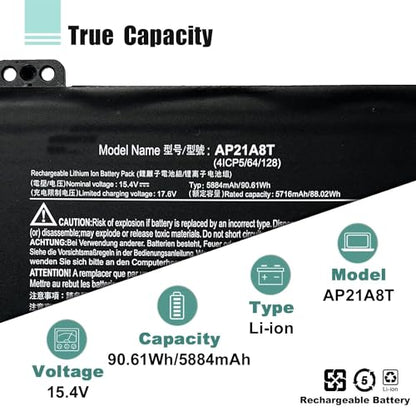 AP21A8T AP21A7T Battery for Acer Predator Helios 300 PH317-56-78LY PH315-55-72EA PH315-55-770K PH315-55-965Z PH317-56-78SM PH315-55-78L7 PH315-55-796N AP21A5T Battery - size: 9.44*3.15*0.39inch AP21A8T