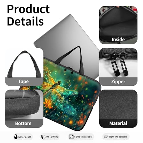 14" 15" Laptop Handle Bag Computer Bag,14.2" 15.4 inch Pouch Holder Notebook Sleeve Cover Compatible for Dell,Lenovo,Toshiba HP, Asus Notebook Messenger Briefcase-Glowing dragonfly - color: Glowing Dragonfly