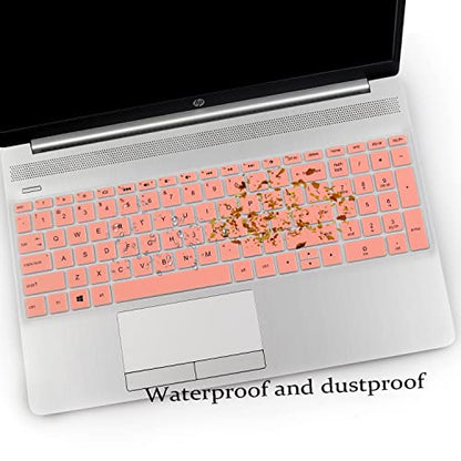 2PCS Keyboard Cover for HP Laptop 15-db/da 15-dw 15-dy 15-bs/bw 15-ef 15t 15z 15.6 15-dy2076nr dy1043dx dy2056ms dy2093dx dy1731ms dy2021nr 15-dw3033dx dw3125od dw0083wm dw3125st dw1001 15-db0011dx - color: Pink+Clear