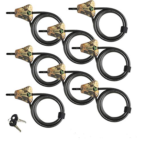 Master Lock Keyed Alike Python Trail Camera Adjustable Camouflage Cable Locks w/16 Keys, 8418KA-8 CAMO 8-Pack - size: 8 Pack