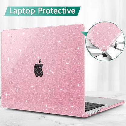 May Chen Case for MacBook Air 13/13.6-inch (M5/M4/M3/M2, 2022-2026 Models A3449 A3240 A3113 A2681), Lightweight | Closes Seamlessly | Ideal for Work Hard Shell Case, Pink Glitter - color: Pink Glitter