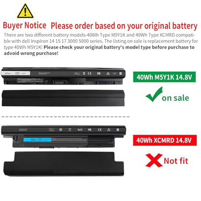 Type M5Y1K 14.8V Battery for Dell Inspiron 15 3000 5000 Series 5559 5558 5555 5758 3567 3551 3552 3558 3565 14 3451 3452 3458 5458 17 5755 5756 5758 5759 P51F 453-BBBQ 451-BBMG GXVJ3 HD4J0 991XP VN3N0