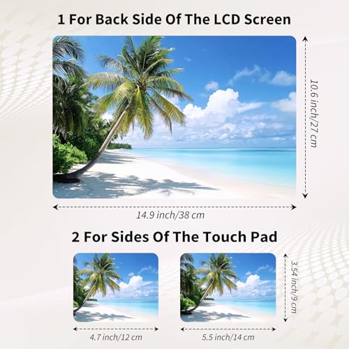 15.6 Inch Laptop Skin Sticker, Reusable Vinyl Cover Protector with 2 Wrist Pad Skins, Removable Waterproof Scratch-Resistant for 12-15.6 Inch Laptop Notebook,White Sandy Beach - color: White Sandy Beach