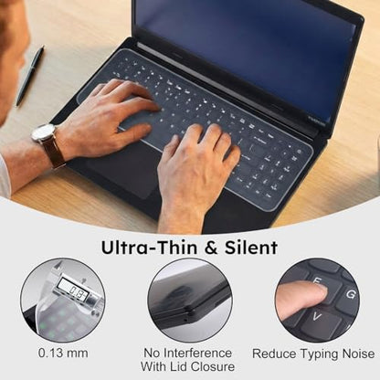 Universal Keyboard Cover Skin for 15.6-16 Inch Laptop Notebook(ASUS, Dell, HP, Lenovo, etc.), Ultra Thin Silicone Keyboard Protector, Waterproof & Dustproof, 13.17 x 5.08 inch, Clear