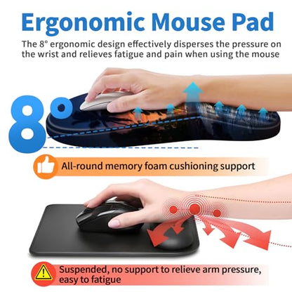 YIWEI Ergonomic Mouse Pad with Wrist Rest for Carpal Tunnel Pain Relief | Memory Foam Wrist Support,Non-Slip Rubber Base, Keyboard Computer Mousepad,Lycra Cloth Surface,Gaming Home Office - color: Sunset Beach