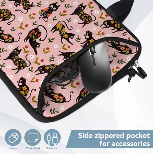 10 inch Messenger Bag Carrying Case with Handle Accessory Pocket Fits 7 to 10-Inch Laptops/Notebook/Kids Tablet (7-10.2 inch, Flowers Cats) - color: Flowers Cats, size: 7-10.2 inch