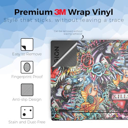 Glossy Glitter Laptop Skin Compatible with Lenovo Legion 5 Gaming Laptop (15IRX9) 2024 - Old School Tattoo - Premium 3M Vinyl Protective Wrap Decal Cover - Easy to Apply | Crafted in the USA - color: Old School Tattoo, size: Legion 5 Gaming (15IRX9) 2024