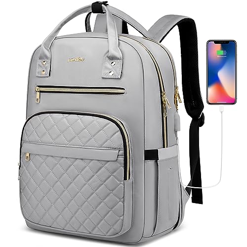 YAMTION Backpack for Women and Teen Girls,School Backpack TSA Laptop Bookbag with USB for College University Students Business Office Work Travel - color: Gray, size: 15.6 inch