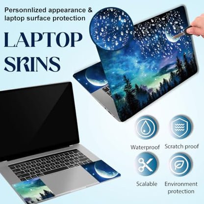 SUPERDANT Night Sky Moon Universal Laptop Skin Sticker Decal Fits 12 13 13.3 14 15 to 15.6 Inch Laptops Vinyl Removable Waterproof Notebook Protector Cover - style: Moon Night Sky