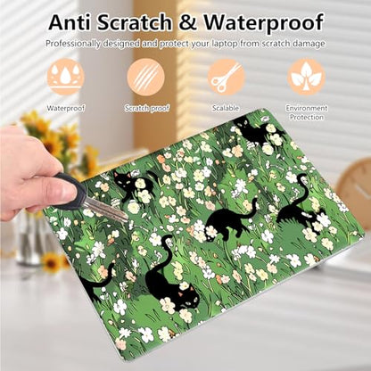 Laptop Skin Sticker Decal 15.6 Inch,12 13 13.3 14 15 15.6 in Laptop Netbook Skins for Notebook,Art Decal Removable Waterproof Scratch Resistant,Universal Vinyl Cover,Black Cat Floral - color: Black Cat Floral