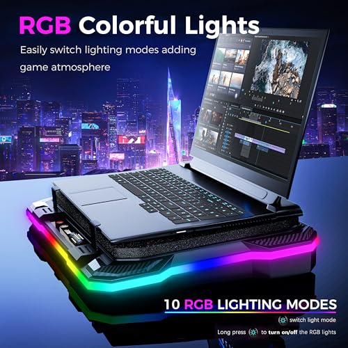 AICHESON Gaming Laptop Cooling Pad with Powerful Cooler Fans | RGB Lighting and Phone Holder for 15-19 inch Laptops and PC Computers