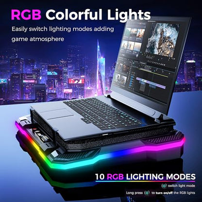 AICHESON Gaming Laptop Cooling Pad with Powerful Cooler Fans | RGB Lighting and Phone Holder for 15-19 inch Laptops and PC Computers
