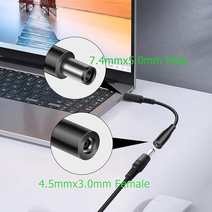 YAODHAOD DC 7.4mm x 5.0mm Adapter Converter Cable Compatible with Dell HP Laptops DC 4.5x3.0mm Female to 7.4x5.0mm Male Dedicated Converter Power Cord （2PCS）