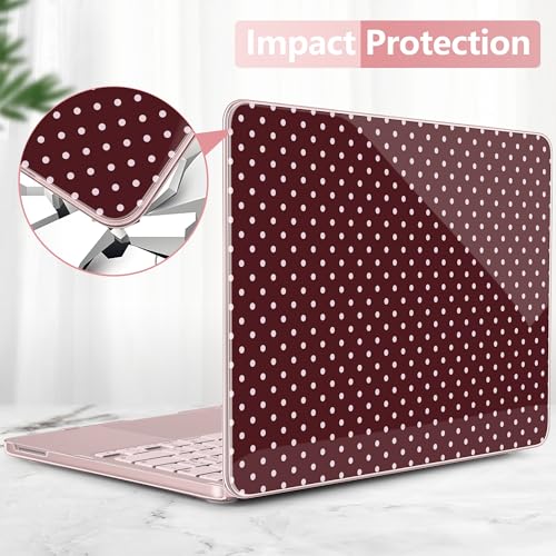 for MacBook Neo 13 Inch Case 2026 (Model A3404, A18 Pro chip), Stylish Pattern Protective Hard Shell with Screen Protector, Keyboard Cover & USB-C Adapter - Burgundy Polka Dots - color: Burgundy Polka Dots