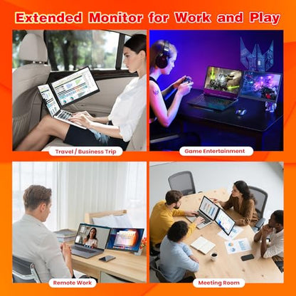 Laptop Screen Extender 0.27" Ultra-Thin, 14" FHD 1080P IPS Dual Portable Monitor, USB-C/HDMI Plug & Play Travel screen extender for 13-17" Laptops, Compatible with Window/Mac/Chrome/Switch/Android - size: 14“ Dual Monitor