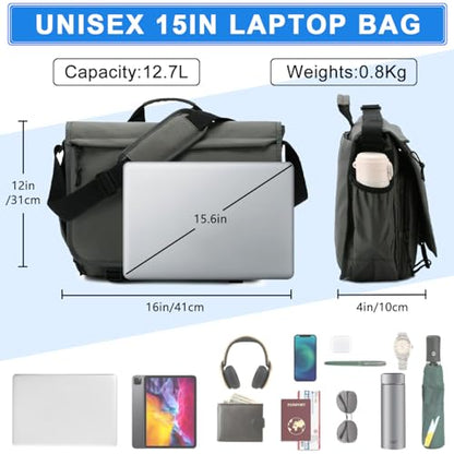VASCHY Messenger Bag for Men,Water Resistant Casual Satchel Briefcase Fashion Laptop Work Bag Crossbody Shoulder Handbag for Women College Campus Gray - color: Gray