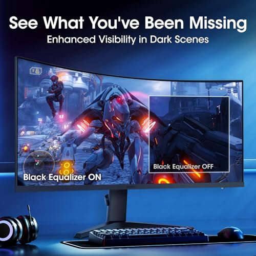 KOORUI 34 Inch Ultrawide Curved WQHD Gaming Monitor, 180Hz 1000R 1ms | 3440×1440p HDR400, 95% DCI-P3, PIP/PBP, FreeSync Premium, height-adjustable stand, gaming and multitasking - size: 34"/WQHD/1000R/HDR400