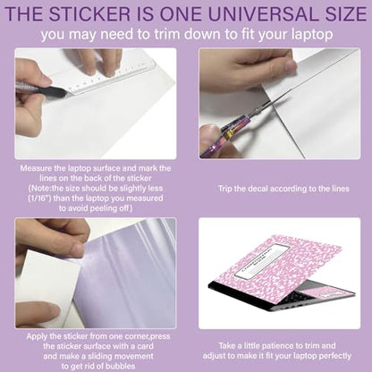 CREATCABIN Laptop Skin Sticker Decal PVC Vinyl Quote Sticker Notebook Art Decal PC Art Personalized Protector Waterproof Scratchproof for 12.1 13 13.3 .6 14 15 15.3 16 Inch Pink Composition Book - style: Pink Composition Book