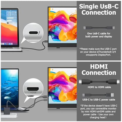Portable Monitor 15.6 Inch, Aluminum Alloy USB-C Laptop Monitor with Magnetic Smart Cover, FHD IPS Anti-Glare Second Screen for Laptop PC Mac Switch, VESA Mountable Travel Display