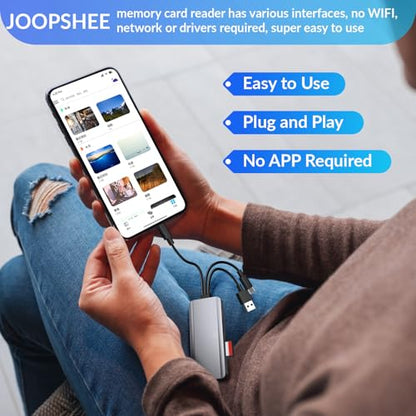 5-in-1 Multi Memory Card Reader,Aluminum SD/TF/CF/MS/M2/Cfast/Memory Stick Pro Duo/Micro SD Card Reader Adapter for i-Phone/i-Pad USB C and USB A Devices,No Application Required Plug and Play | Micro SD Card Reader Adapter for i-Phone/i-Pad USB C and USB
